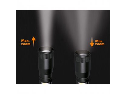 Solight LED kovové svietidlo 3W + COB, 150 + 60lm, AA, čierna