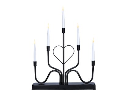 Solight LED kovový svietnik, 5x LED, čierny, 40cm