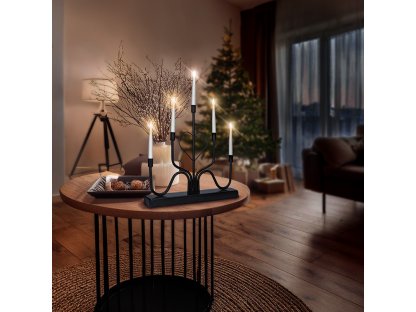 Solight LED kovový svietnik, 5x LED, čierny, 40cm
