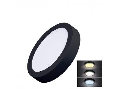 Solight LED mini panel CCT, prisazený, 12W, 900lm, 3000K, 4000K, 6000K, okrúhly, čierna farba