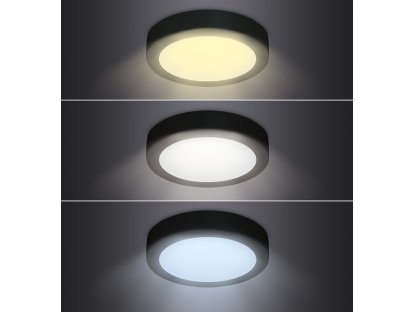 Solight LED mini panel CCT, prisazený, 12W, 900lm, 3000K, 4000K, 6000K, okrúhly, čierna farba