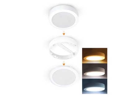Solight LED mini panel kúpeľňový 2v1, 3CCT, podhľadový / prisadený, 24W, 2040lm, IP54, biela, okrúhly