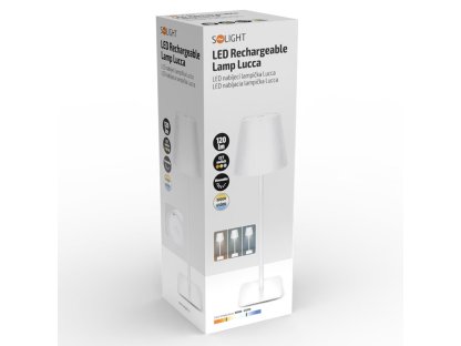 Solight LED nabíjacia lampička Lucca, 120lm, zmena CCT, stmievanie, biela