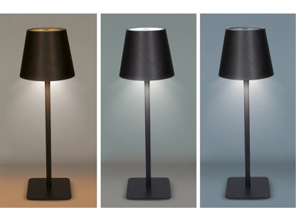 Solight LED nabíjacia lampička Lucca, 120lm, zmena CCT, stmievanie, čierna
