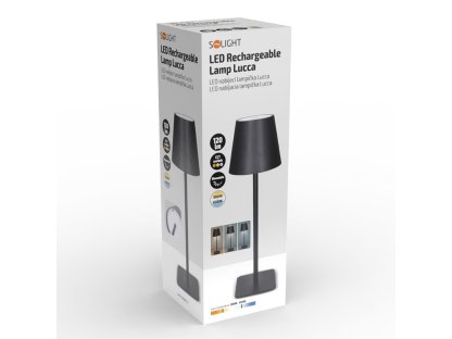 Solight LED nabíjacia lampička Lucca, 120lm, zmena CCT, stmievanie, čierna