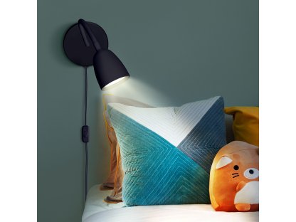 Solight LED nástenná lampička, stmievateľná, 4W, 280lm, 3000K, čierna