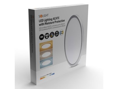 Solight LED osvetlenie Acate s ochranou proti vlhkosti, IP54, 18W, 1620lm, 3CCT, 22cm, strieborná