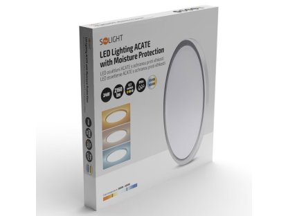 Solight LED osvetlenie Acate s ochranou proti vlhkosti, IP54, 24W, 2160lm, 3CCT, 30cm, strieborná