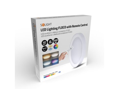 Solight LED osvetlenie s diaľkovým ovládačom Floco, 30W + 6W RGB, 2100lm, 40cm, zmena chromatickosti, stmievateľná