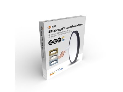 Solight LED osvetlenie s diaľkovým ovládačom Estela Black, 36W, 2700lm, 30cm, zmena chromatickosti, stmievateľná