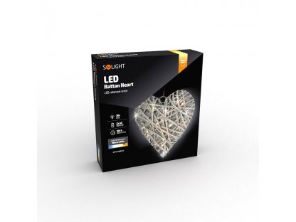 Solight LED ratanové srdce, 30x LED, 2x AA, 30cm