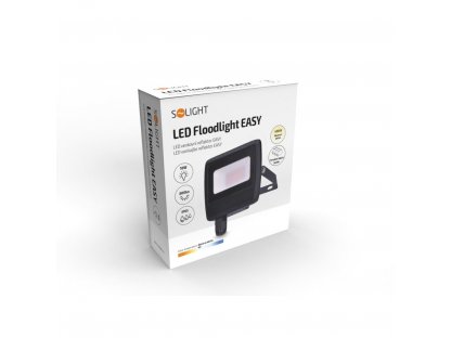 Solight LED reflektor Easy, 10W, 800lm, 4000K, IP65, čierny