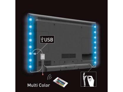 Solight LED RGB pásik pre TV, 2 x 50cm, USB, vypínač, diaľkový ovládač