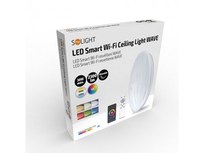 Solight LED smart stropné svetlo Wave, 30W, 2300lm, wifi, RGB + CCT, diaľkové ovládanie