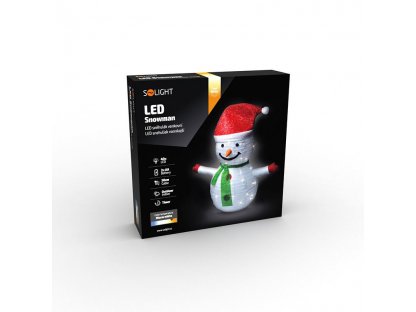 Solight LED snehuliak vonkajšií 40LED, teplá beila, IP44, výška 70cm, 3x AA, časovač