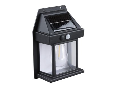Solight LED solárna lampáš nástenná, teplá biela, 12x17cm, čierna