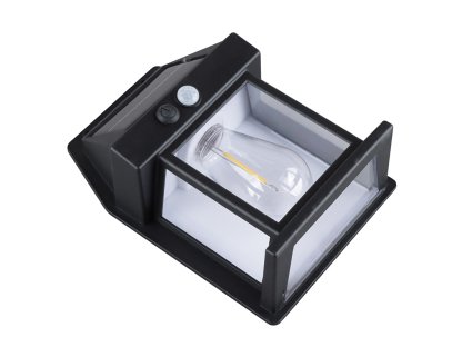 Solight LED solárna lampáš nástenná, teplá biela, 12x17cm, čierna