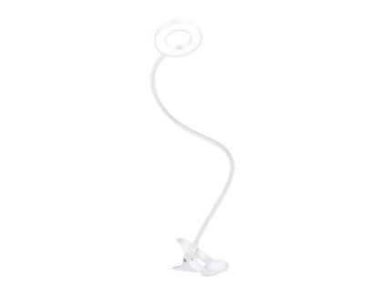 Solight LED stmievateľná stolná lampička s klipom biela, 300lm, nastaviteľná teplota svetla, USB