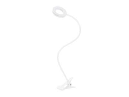 Solight LED stmievateľná stolná lampička s klipom biela, 300lm, nastaviteľná teplota svetla, USB
