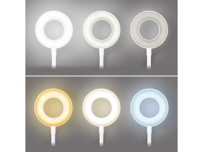 Solight LED stmievateľná stolná lampička s klipom biela, 300lm, nastaviteľná teplota svetla, USB