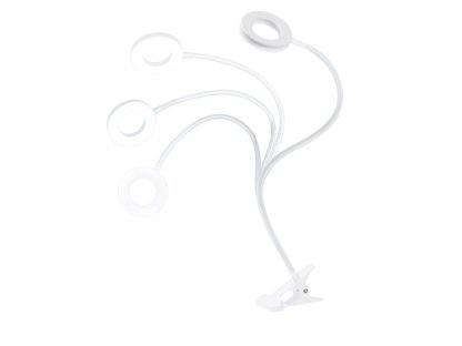 Solight LED stmievateľná stolná lampička s klipom biela, 300lm, nastaviteľná teplota svetla, USB