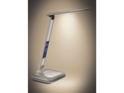 Solight LED stmievateľná stolná lampička s displejom, 6W, voľba teploty svetla, biely lesk