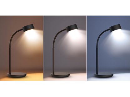 Solight LED stolná lampička, 4,5W, 300lm, 3CCT, čierna, podstavec