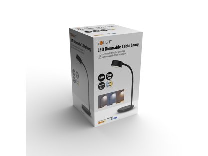 Solight LED stolná lampička, 4,5W, 300lm, 3CCT, čierna, podstavec