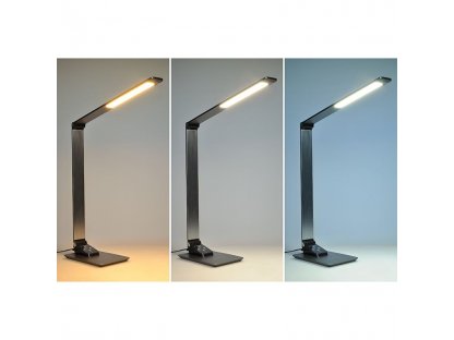 Solight LED stolná lampička stmievateľná, 10W, indukční nabíjení zmena chromatickosti, hliník, sivá