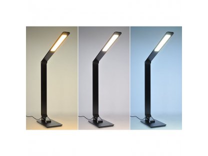Solight LED stolná lampička stmievateľná, 8W, display, zmena chromatickosti, hliník, čierna