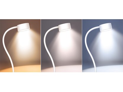 Solight LED stolná nabíjacia lampička, 2W, 210lm, 3CCT, biela, clip