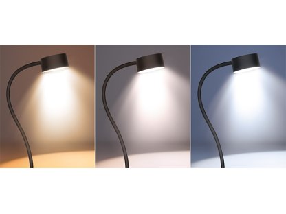Solight LED stolná nabíjacia lampička, 2W, 210lm, 3CCT, čierna, clip