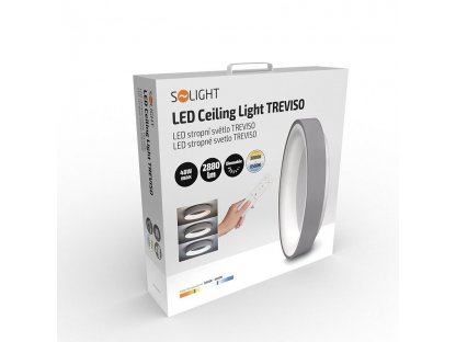 Solight LED stropné svetlo okrúhle Treviso, 48W, 2880lm, stmievateľné, diaľkové ovládanie, sivá