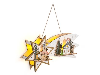 Solight LED vianočná kométa, 10x LED, drevená, 30cm