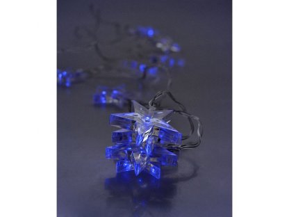 Solight LED vianočná reťaz, hviezdy, 1,5m, 10x LED, 2x AA, modré svetlo
