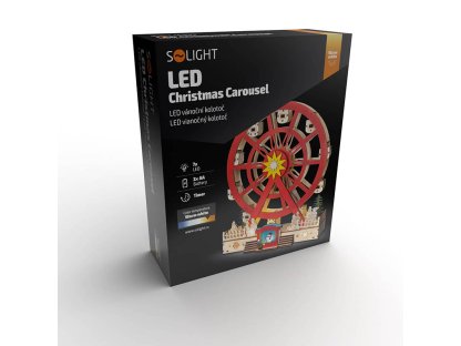 Solight LED vianočný kolotoč, otáčajúci sa, 7x LED, 30cm, 2x AA