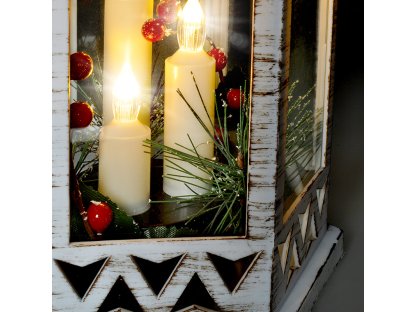 Solight LED vianočný lampáš biely, 33cm, 3x LED sviečka, 3x AAA