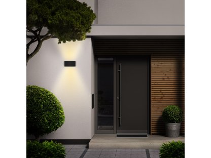 Solight LED vonkajšie nástenné osvetlenie Modena, 12W, 800lm, 3CCT, čierna