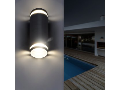 Solight LED vonkajšie nástenné osvetlenie Potenza, 2x GU10, čierna