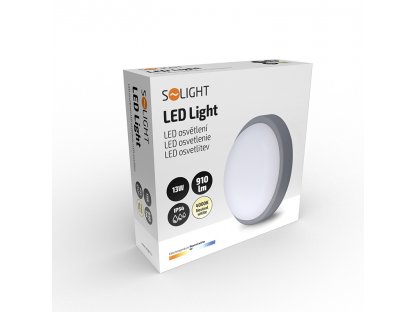 Solight LED vonkajšie osvetlenie guľaté, 13W, 910lm, 4000K, IP54, 17cm, sivá farba