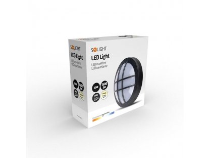 Solight LED vonkajšie osvetlenie guľaté s mriežkou, 20W, 1500lm, 4000K, IP65, 23cm, čierna