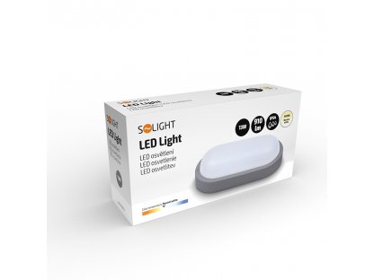 Solight LED vonkajšie osvetlenie oválne, 13W, 910lm, 4000K, IP54, 21cm, sivá farba