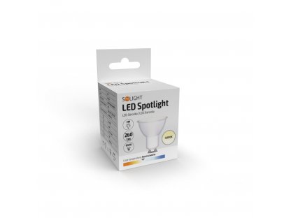 Solight LED žiarovka, bodová , 3W, GU10, 4000K, 260lm, biela