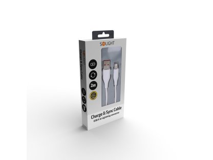 Solight lightning kábel, USB 2.0 A konektor - Lightning konektor, silikón, 2m