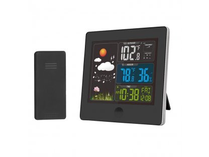 Solight meteostanica, farebný LCD, teplota, vlhkosť, RCC, čierna
