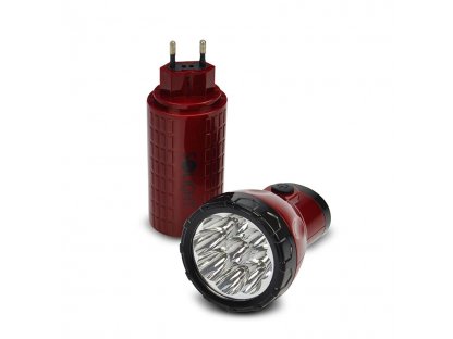 Solight nabíjacie LED svietidlo, plug-in, Pb 800mAh, 9x LED, červenočierna