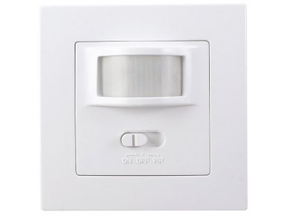 Solight PIR interiérový senzor, do krabičky od vypínačov, funkcia zapnutia-vypnutia senzoru, biely