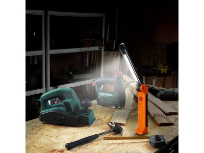 Solight pracovná nabíjacia LED lampa, 500lm + 70lm, COB, Li-Ion, USB, čiernooranžová
