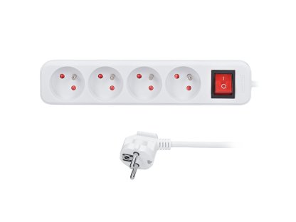 Solight predlžovací prívod 3m, 4 zásuvky, vypínač, 16A/3680W, PVC, biely