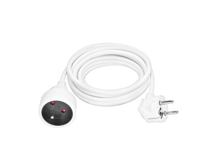Solight predlžovací prívod 5m, 1 zásuvka, 16A/3680W, PVC, biely